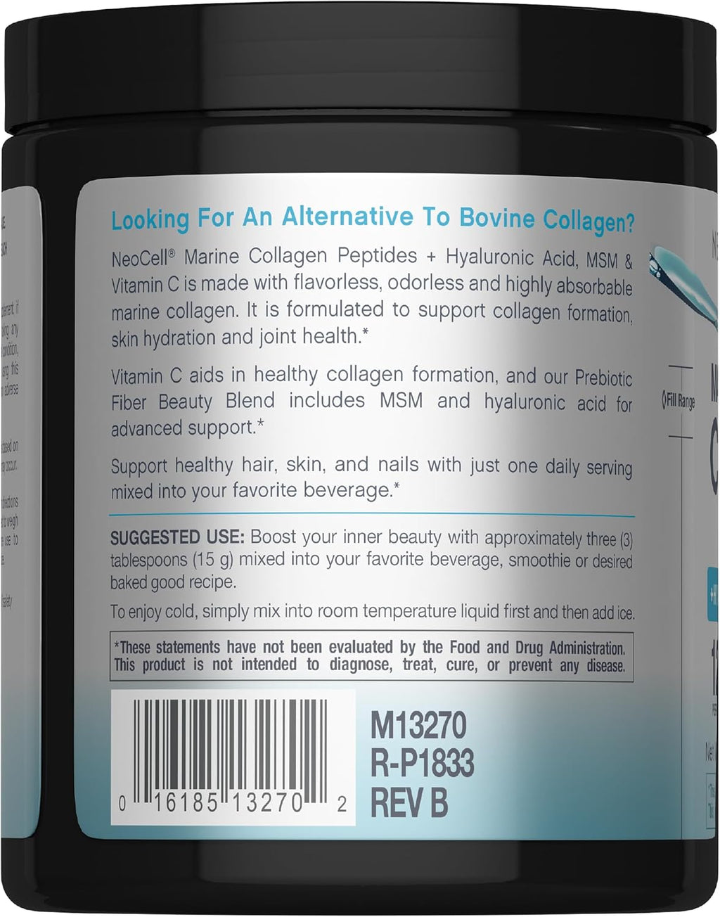 Neocell Marine Collagen with Hyaluronic Acid, MSM and Vitamin C, Keto Collagen Supplements, for Skin Care and Joint Health, Unflavored, Powder, 7 oz, 1 Canister