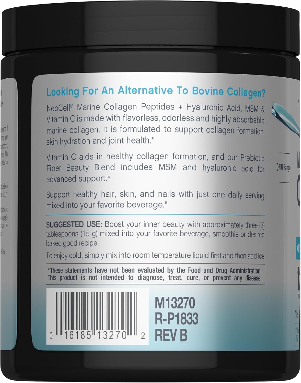 Neocell Marine Collagen with Hyaluronic Acid, MSM and Vitamin C, Keto Collagen Supplements, for Skin Care and Joint Health, Unflavored, Powder, 7 oz, 1 Canister