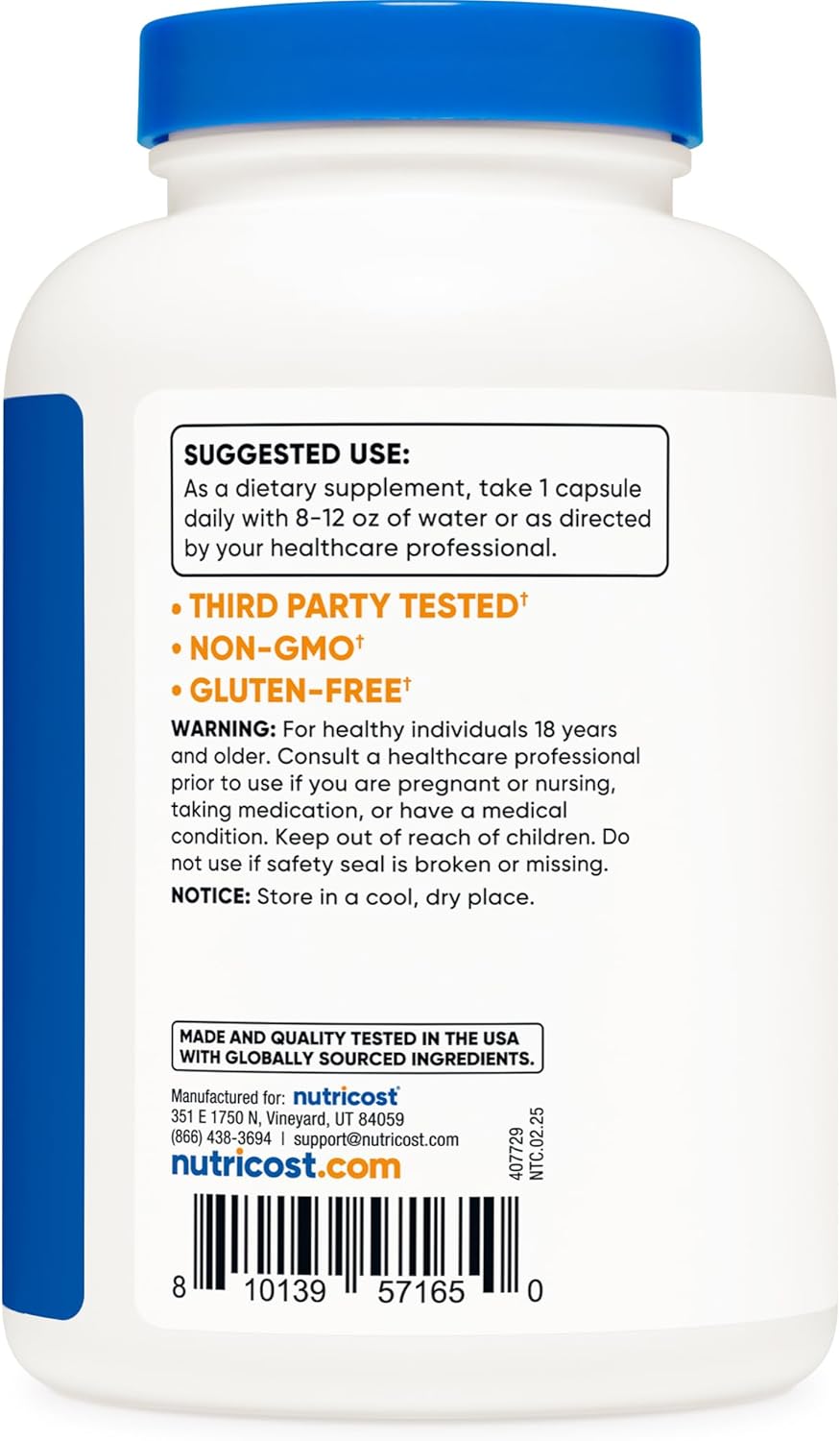 Nutricost N-Acetyl L-Cysteine (NAC) 600mg, 240 Vegetarian Capsules - Vegan, Non-GMO, Gluten Free