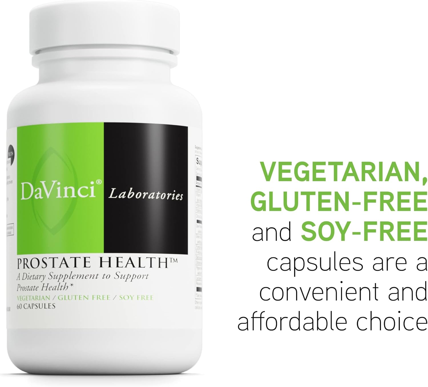 DAVINCI Labs Prostate Health - Helps to Support Prostate, Urinary & Men's Health with Saw Palmetto, Zinc, Green Tea Extract & More* - 60 Vegetarian Capsules (30 Servings)