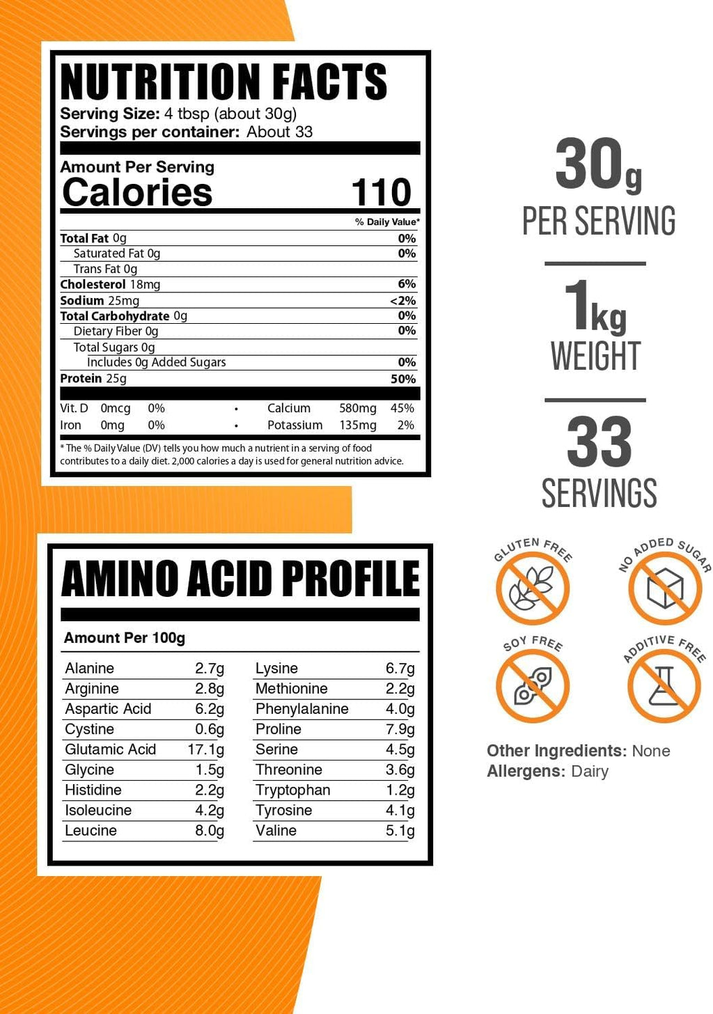 BulkSupplements.com Casein Protein Powder - Micellar Casein Powder, Slow Digesting Protein - Unflavored & Gluten Free, 30g per Serving, 1kg (2.2 lbs) (Pack of 1)