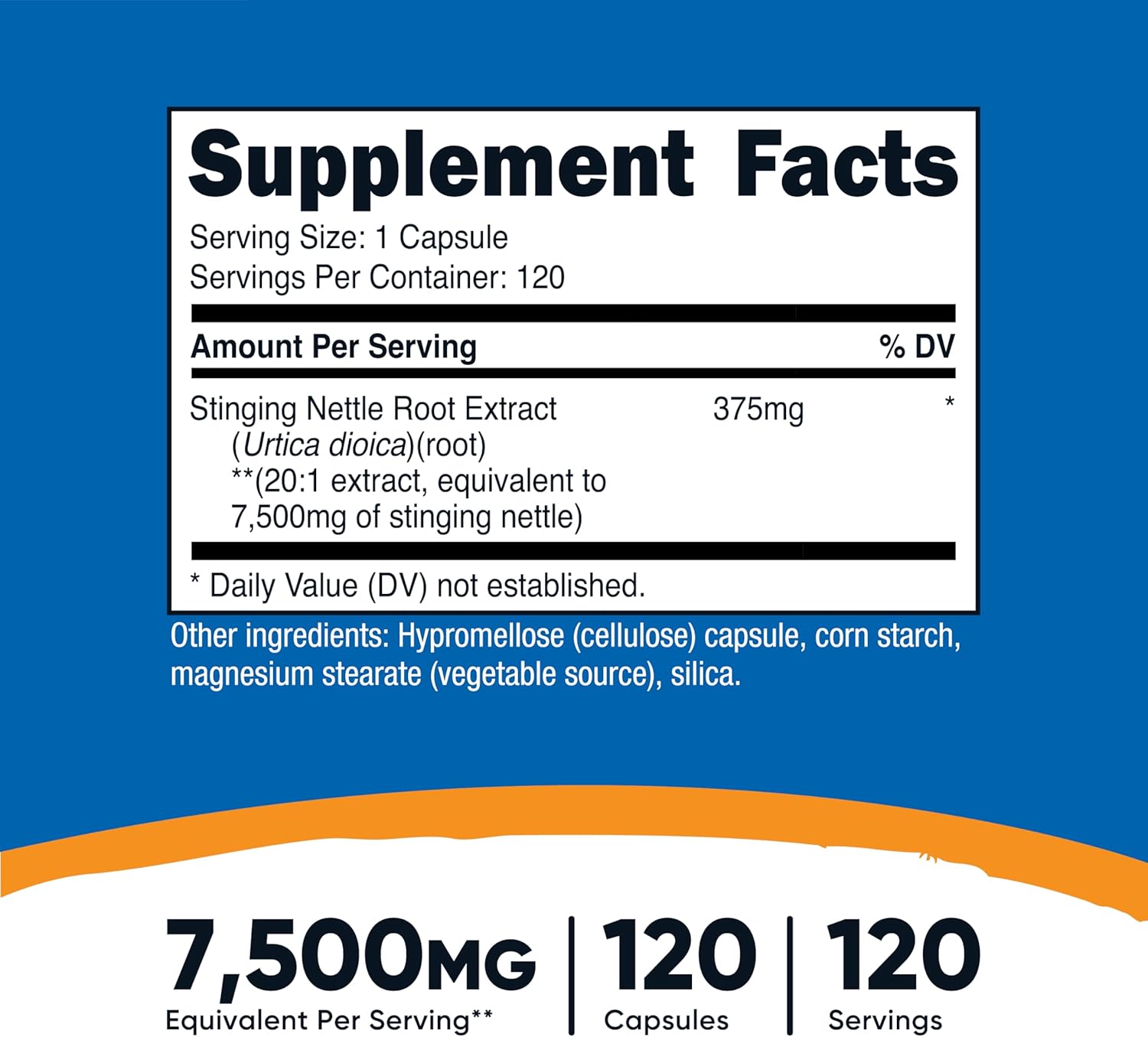 Nutricost Stinging Nettle Root Extract 7500mg Equivalent, 120 Capsules - Vegetarian Friendly, Non-GMO, Gluten Free