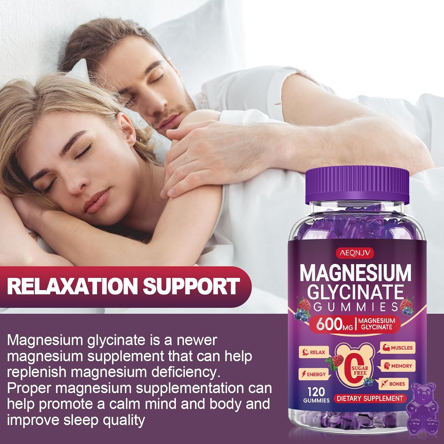 Magnesium Glycinate Gummies 600mg High Absorption
