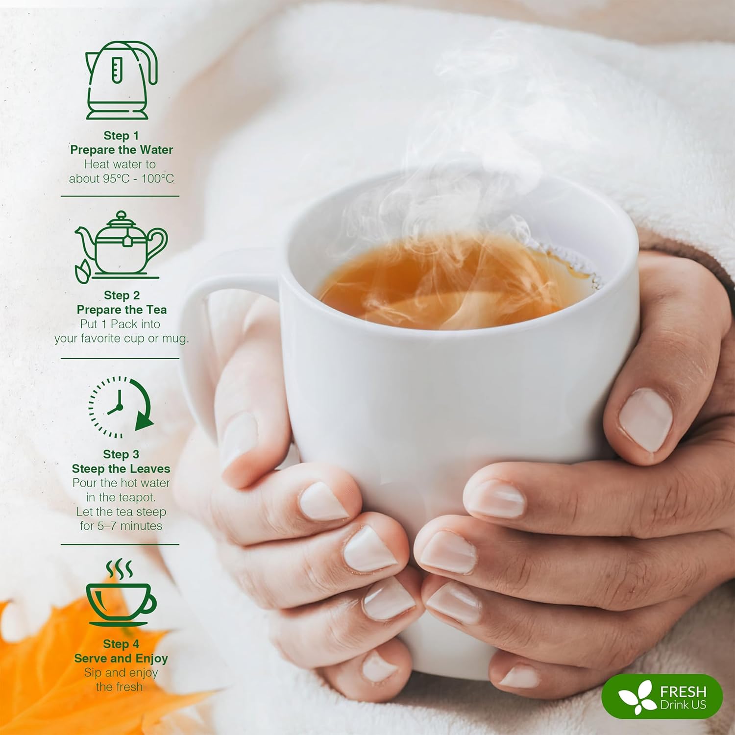 FreshDrinkUS, 30 Teabags of Herbal Day Cleanse Tea – 30 Day Program | Refreshing Mint Blend with Dandelion, Senna & Hibiscus | Naturally Supports Wellness & Light-Feeling | Caffeine-Free Herbal Tea