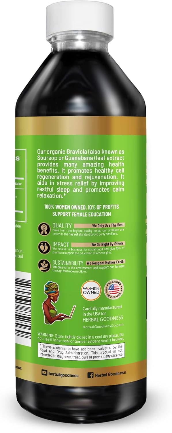 Soursop Extract Organic Cell Renew Graviola Leaf Extract 12oz – 15X Natural Soursop Juice Concentrate, Promotes Cell Regeneration, Immunity Boost, Sleep Support - Kosher Certified - Made in USA