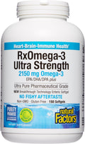 Natural Factors Ultra Strength RxOmega-3 Fish Oil, High Potency Formula, 2,150 mg Omega-3 Per Serving, No Fishy Aftertaste, 150 Softgels