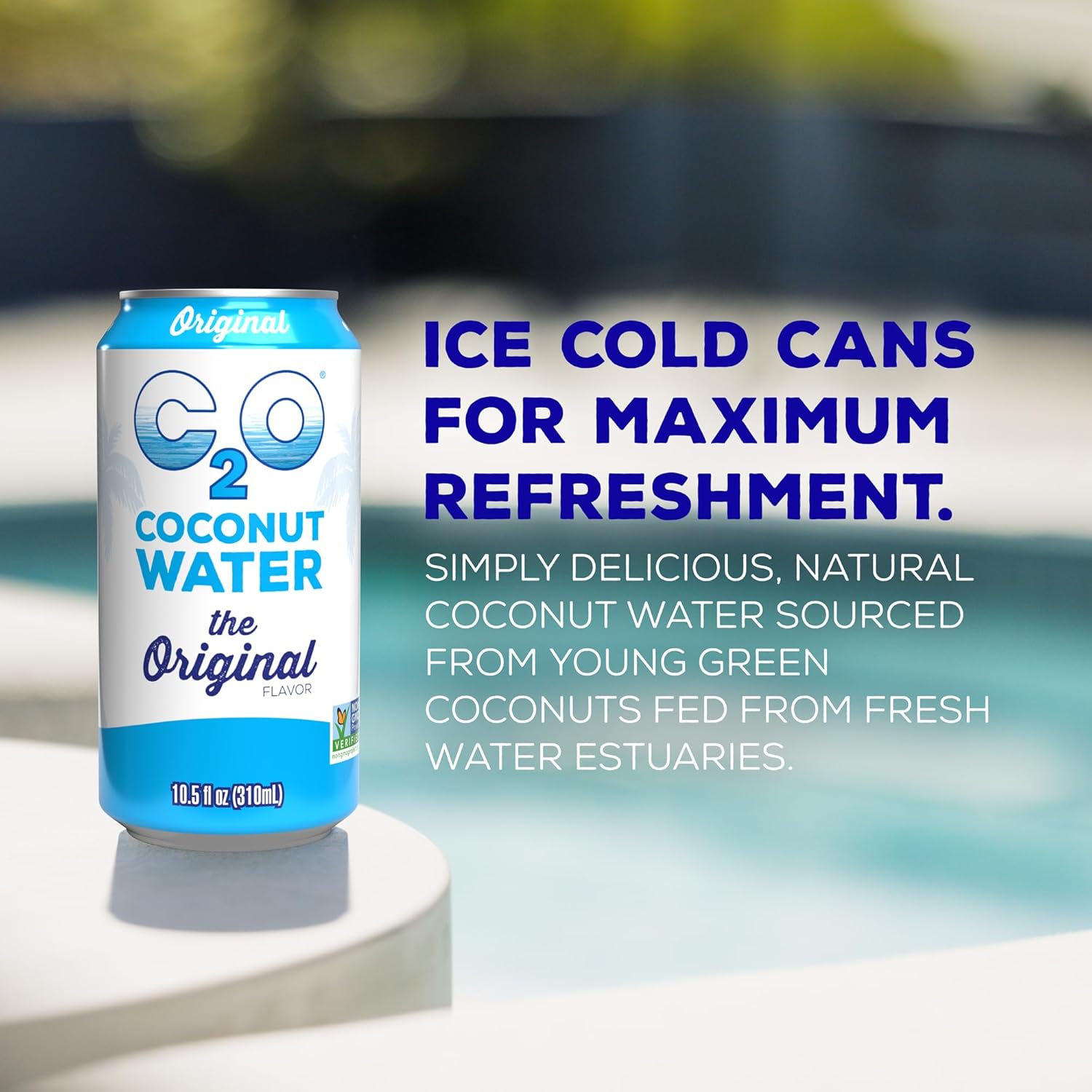 C2O - Coconut Water, The Original Flavor (24 Pack) - Made with Fresh Coconut Water - Plant Based - Non GMO - Canned Water - Natural Hydration, Essential Electrolytes, & Potassium - 24 Cans, 10.5 FL OZ