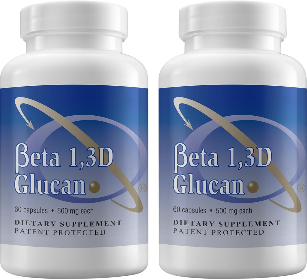 Immune Support Supplement Highly Purified Beta Glucan 500 mg per Capsule beta glucan Fiber Supplement (Pack of 2-500mg beta glucan Powder per Capsule)