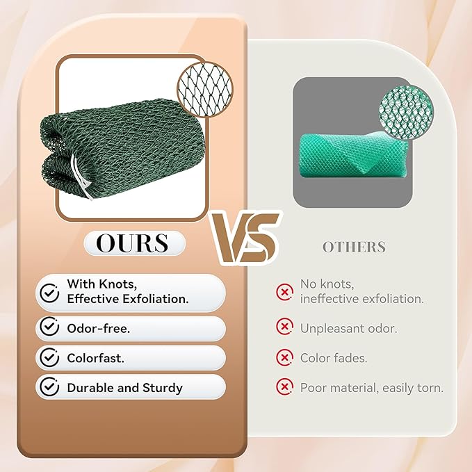 CORATED African Net Sponge Authentic with Knots, Shower Loofah Exfoliating Bath Sponge, Body Scrubber for Women and Men Daily Use Body Care, Travel Portable Bath Accessories Spa Gifts