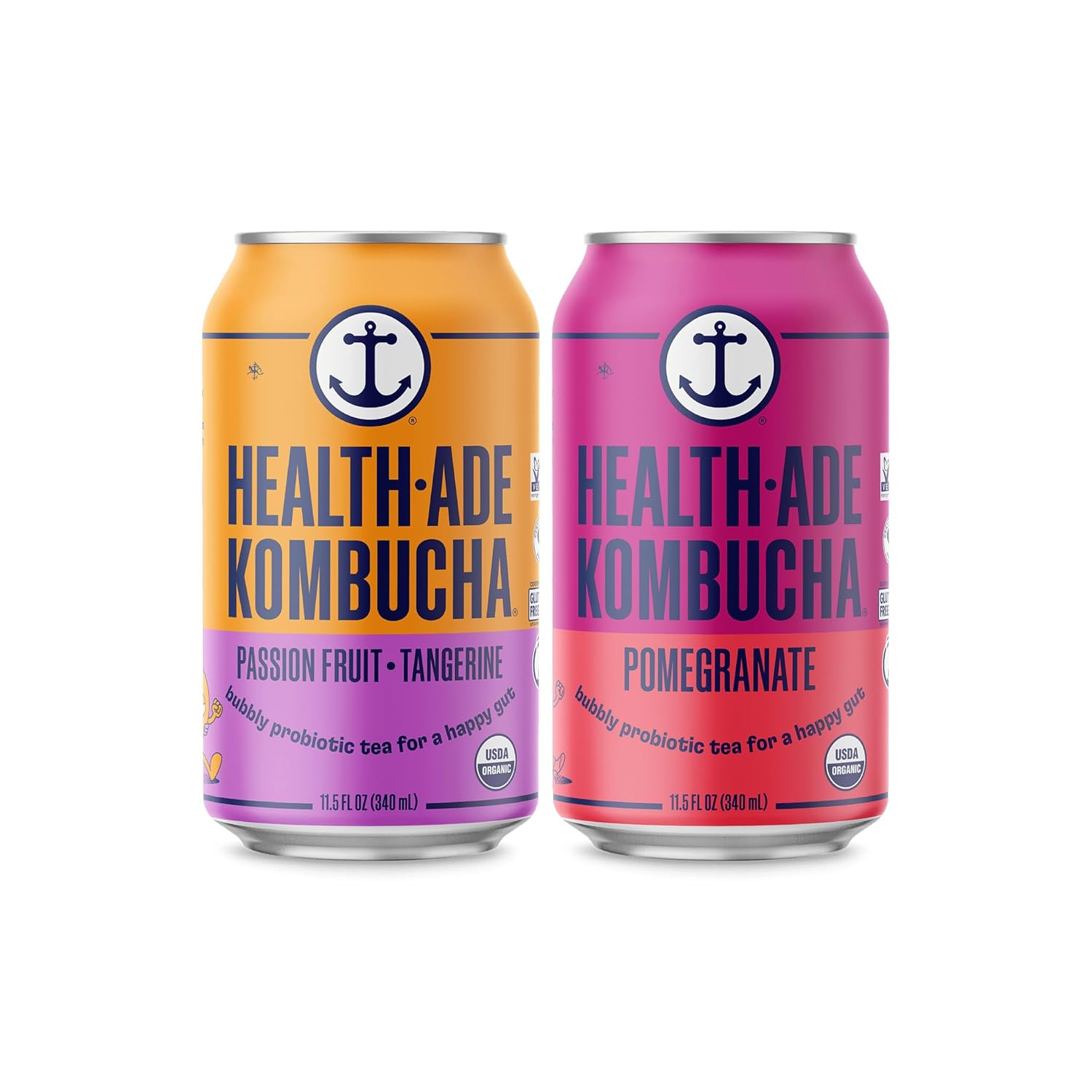 Health-Ade Bubbly Besties Kombucha Tea Organic Drink, Fermented Tea with Living Probiotics, Non-GMO, Vegan, Gluten Free, 12 Pack (11.5 Fl Oz Cans)