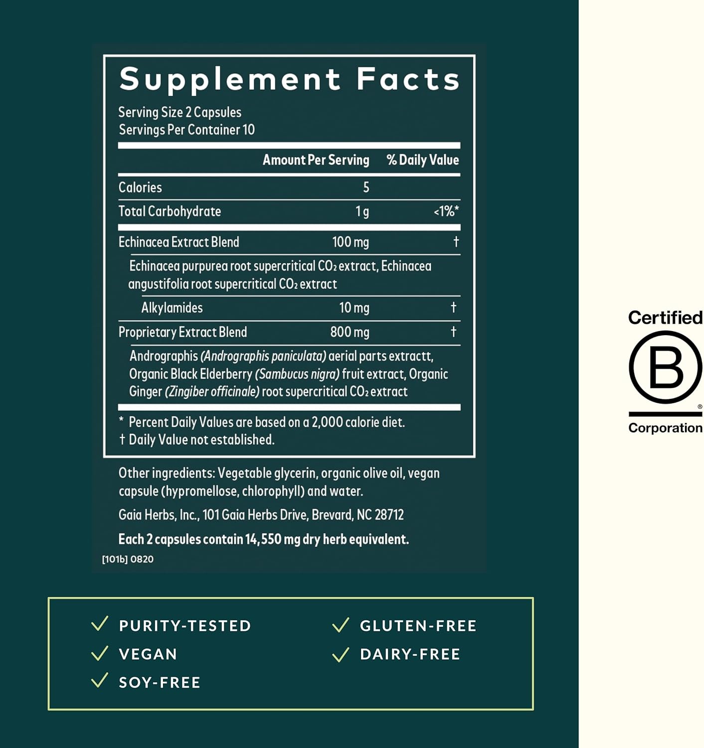 Gaia Herbs Quick Defense - Fast-Acting Immune Support Supplement for Use at Onset of Symptoms - with Echinacea, Black Elderberry, Ginger & Andrographis - 20 Vegan Liquid Phyto-Capsules (2-Day Supply)