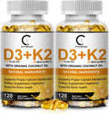 Vitamin D3 K2 Supplement with Vitamin D3 5000 IU, 200 mcg Vitamin K2 MK-7 & Natural Coconut Oil, Plant Based 2-1 Formula for Bone, Teeth, Muscle and Immune Health Support (120 Count (Pack of 2))
