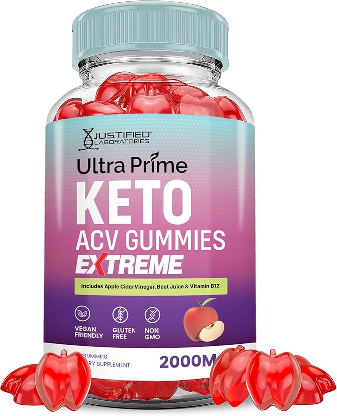 Ultra Prime Keto ACV Gummies Extreme 2000MG UltraPrime Keto Gummies Apple Cider Vinegar Formulated with Pomegranate Beet Juice Powder B12 Vegan Non GMO 60 Gummys