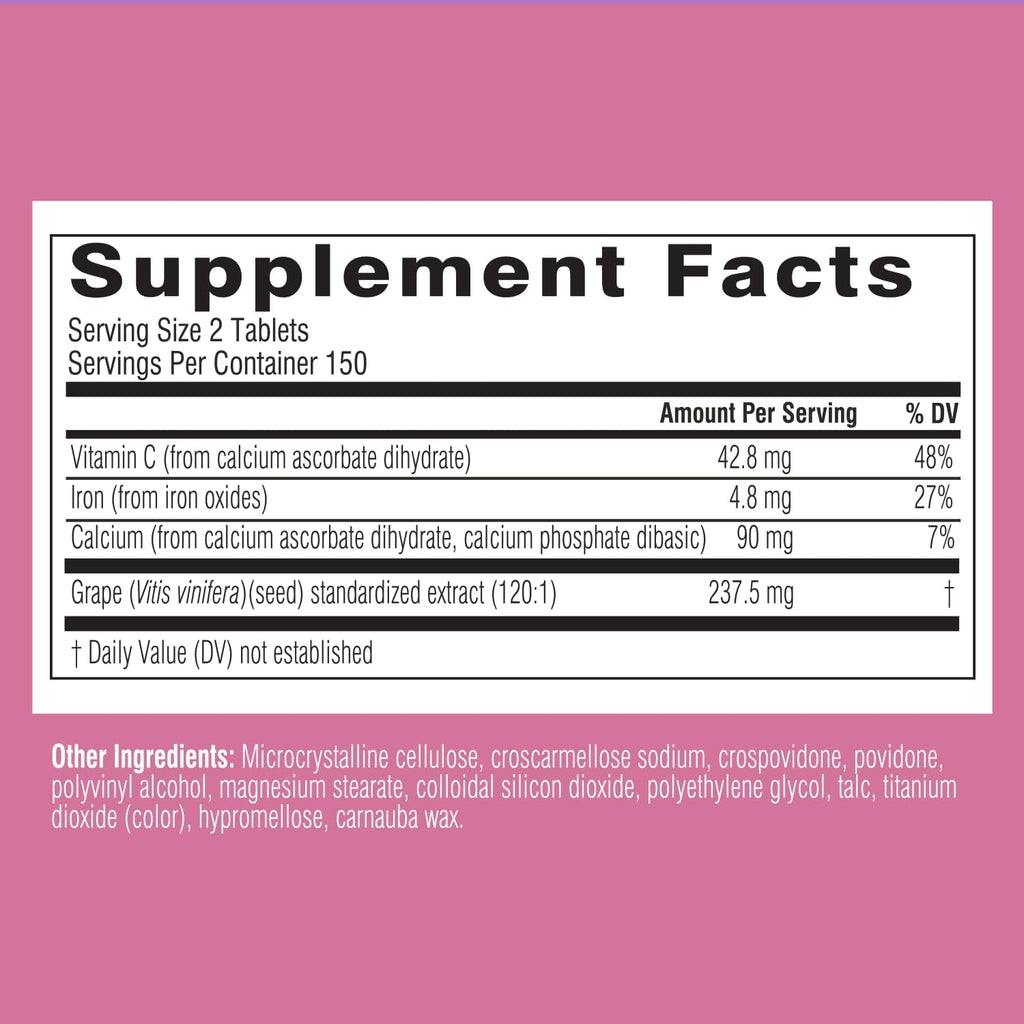 Swisse Grape Seed Extract Capsules Antioxidant Herbal Supplement | Grapeseed Polyphenols Supplement + Antioxidant Vitamin C | Promotes Skin Health & Collagen Production | 300 Tablets