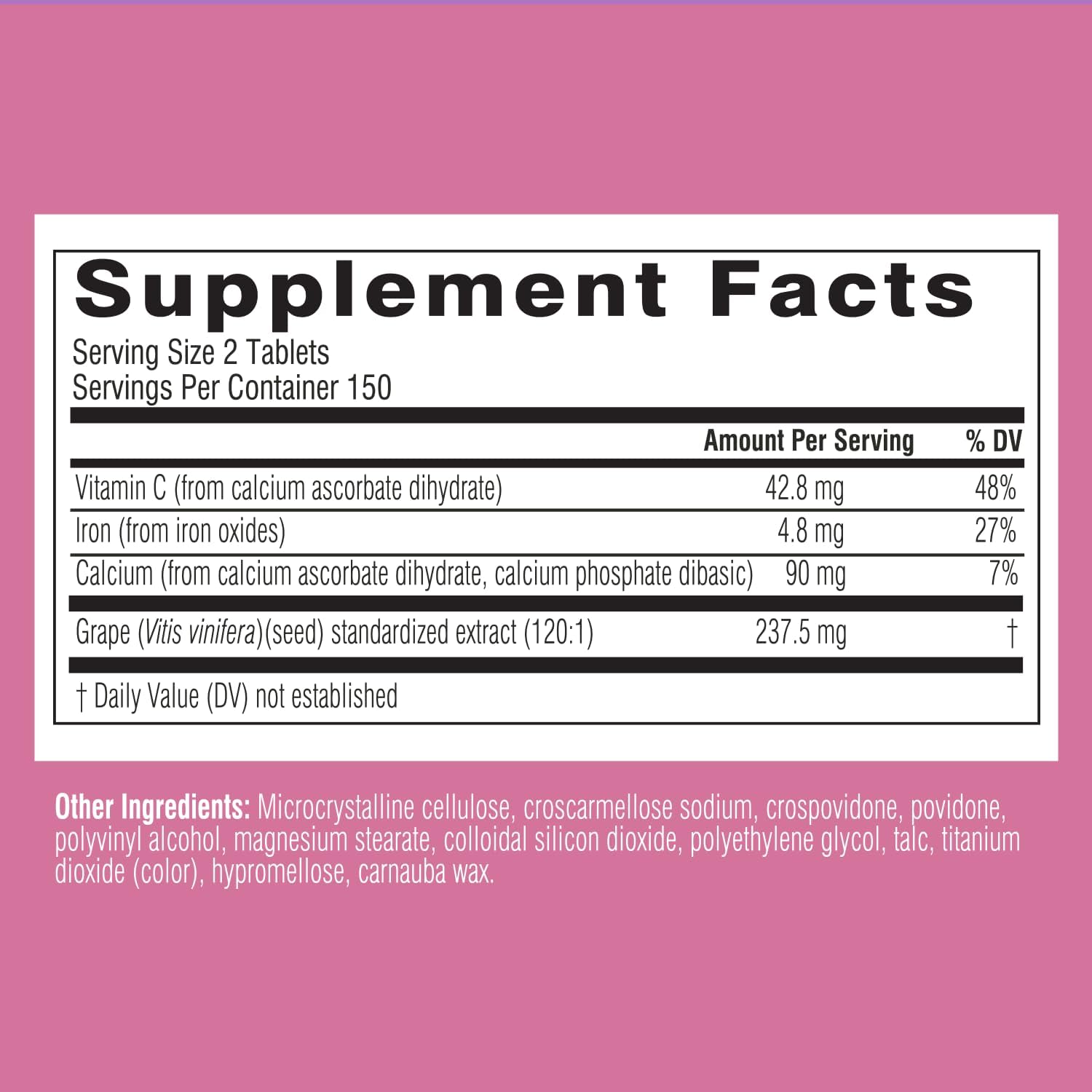 Swisse Grape Seed Extract Capsules Antioxidant Herbal Supplement | Grapeseed Polyphenols Supplement + Antioxidant Vitamin C | Promotes Skin Health & Collagen Production | 300 Tablets