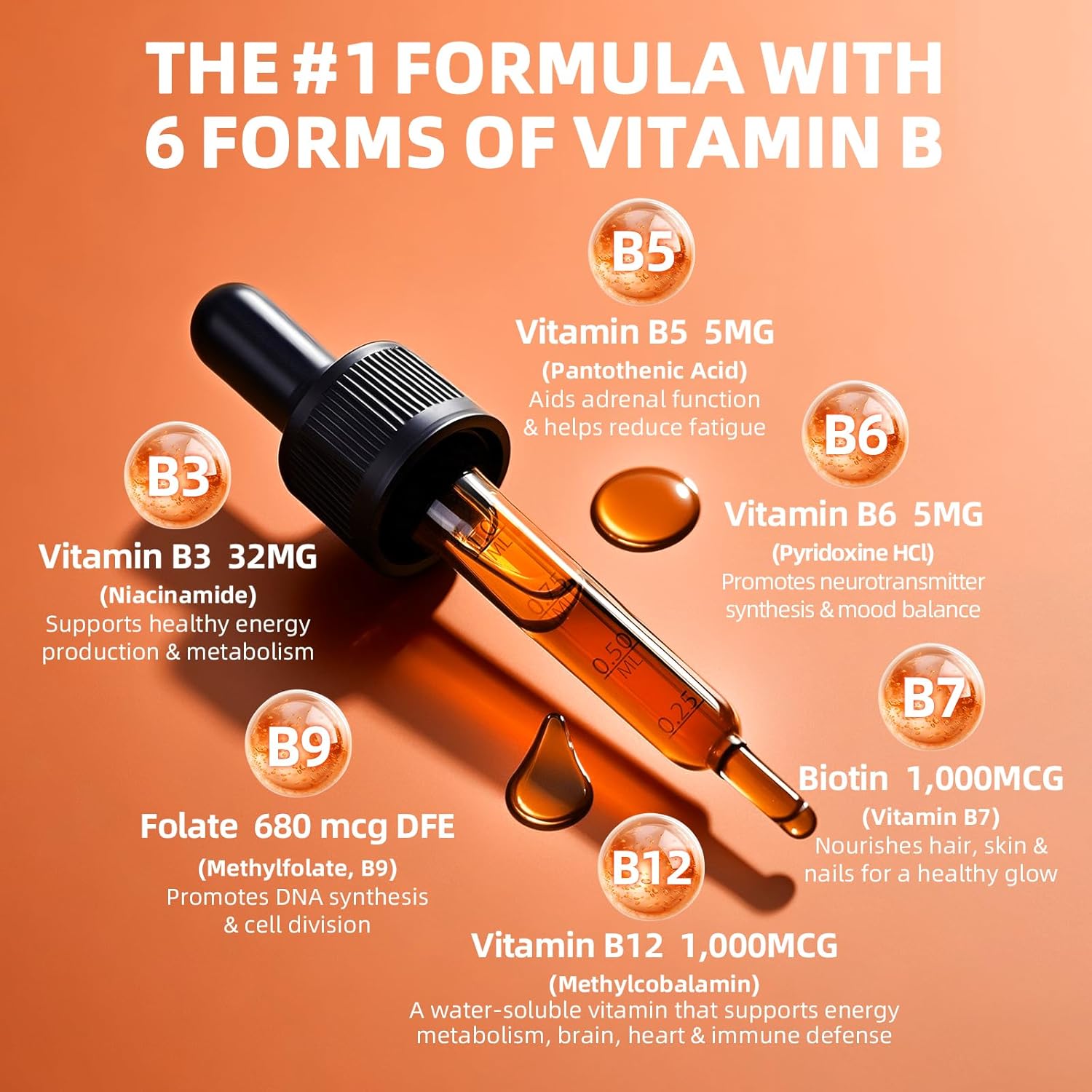 Super B Complex Liquid | B12 Methylcobalamin + Methyl Folate | B Vitamins Complex Liquid Drops with B3,B5,B6,B7, Ashwagandha & L-Theanine for Energy, Focus & Immunity, Vegan, 2fl Oz 2 Pack