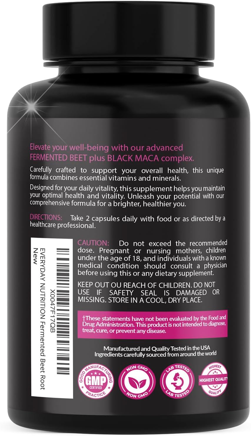 Organic Fermented Beet Root, Black Maca, Carrot, Spinach, Cranberry, Ginger |Enhanced Overall Health for Women & Men | Made in USA | 90 Veggie Capsules