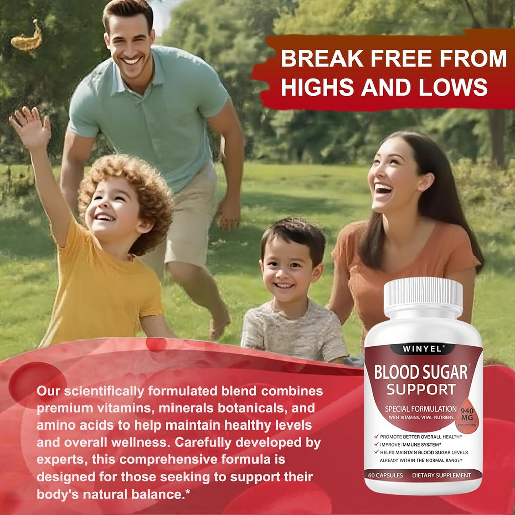 Blood Sugar Complex Supplement - with Cinnamon, Bitter Melon, Chromium, Mulberry, Alpha Lipoic Acid, 60 Capsules