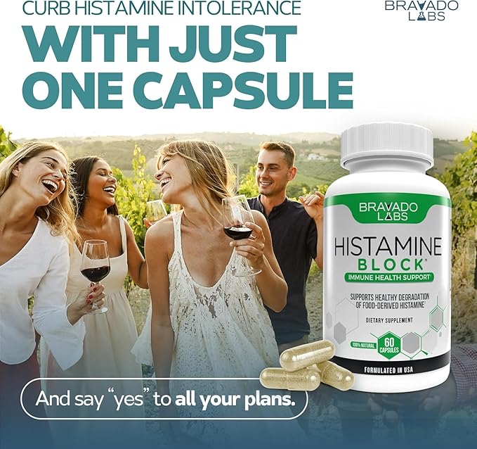 Histamine Blocker Supplements – DAO Enzyme Formula & Vitamin C – Daily Support for Histamine Intolerance & Immune Support – DAO Supplements Histamine Blocker – 60 Capsules – Made in USA