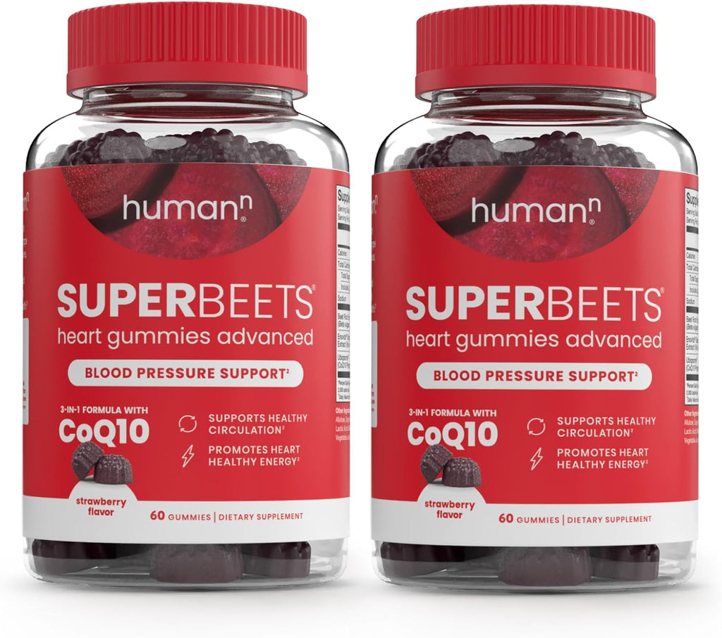 Humann SuperBeets Heart Gummies Advanced - CoQ10 150 mg Plus Beet Root Powder & Grape Seed Extract, 120 Count