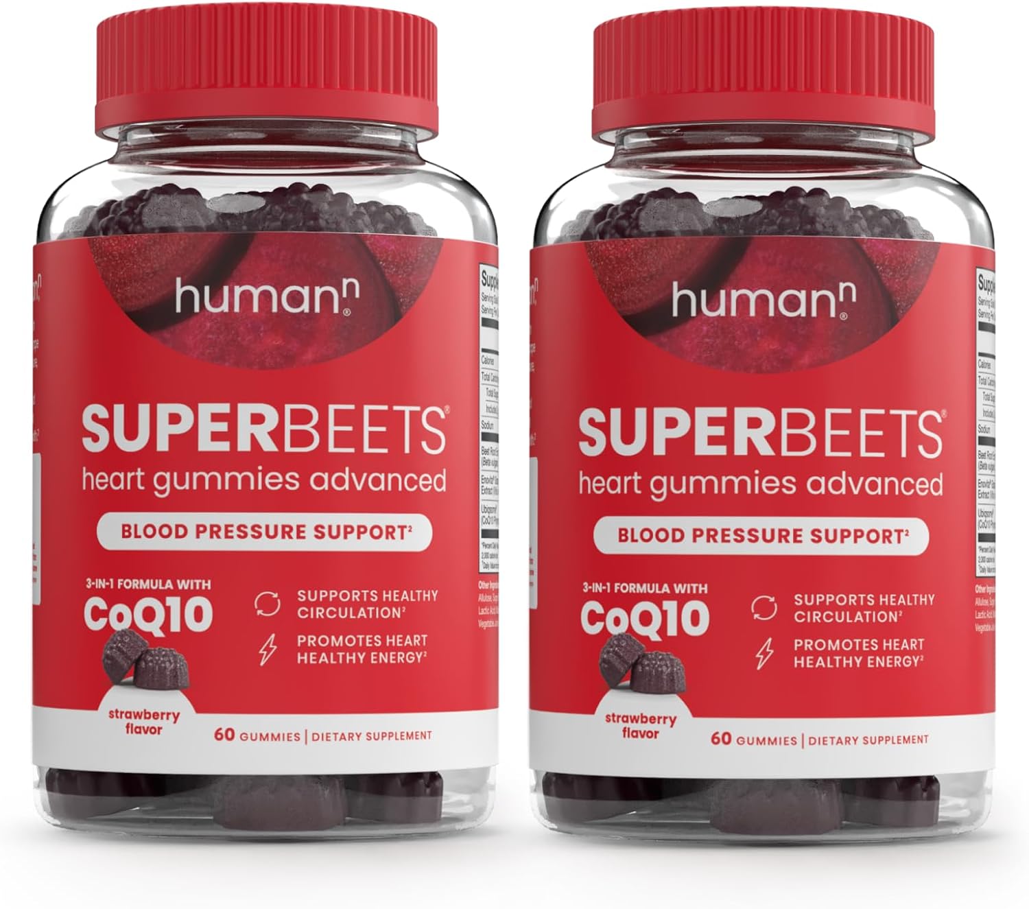 Humann SuperBeets Heart Gummies Advanced - CoQ10 150 mg Plus Beet Root Powder & Grape Seed Extract, 120 Count