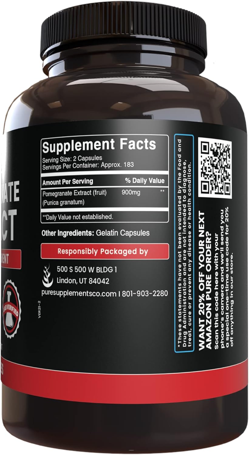 Pure Original Ingredients Pomegranate Extract (365 Capsules) No Magnesium Or Rice Fillers, Always Pure, Lab Verified