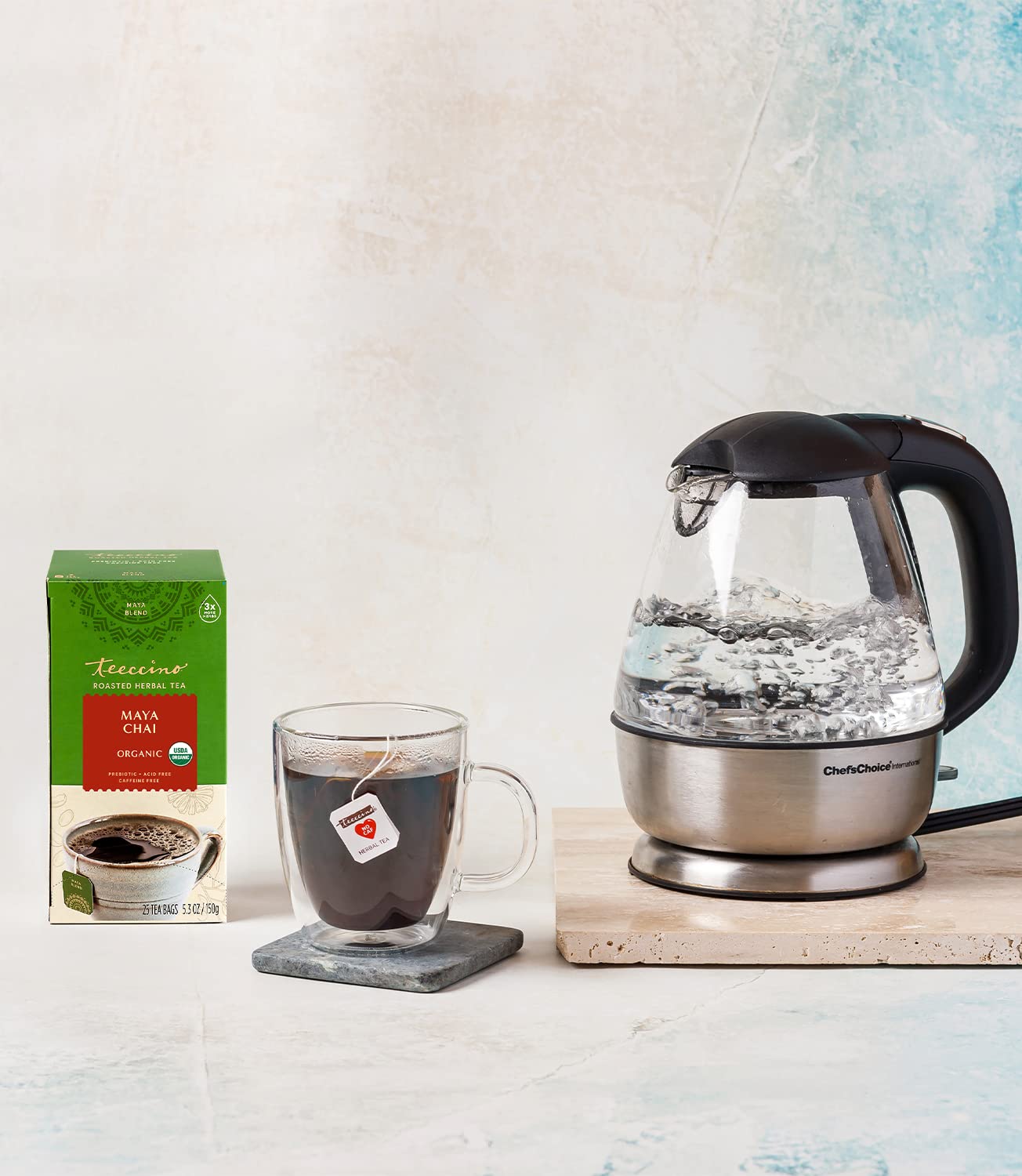 Teeccino Maya Chai Herbal Tea - Rich & Roasted Herbal Tea That's Caffeine Free & Prebiotic for Natural Energy, 25 Tea Bags