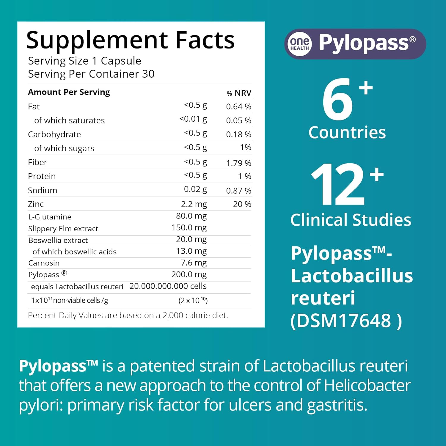 4 Pack MagenVital Pylopass H. Pylori Treatment Probiotics - 1 Per Day - Gastritis, Acid Reflux, Heartburn, Stomach Lining Repair - Lactobacillus Reuteri DSM17648 - Made in Germany