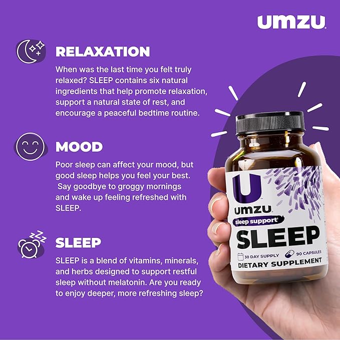 UMZU Sleep Magnesium Glycinate Supplement, (30 Day Supply) – with GABA L-Theanine Zinc & Herbal Extracts – Magnesium Glycinate for Sleep Relaxation Calm Mood & L-Theanine Nightly Wellness Support