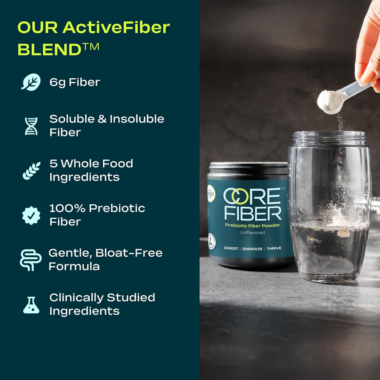 Prebiotic Fiber Supplement for Women & Men – 6g Prebiotic Fiber + Daily Powder Blend for Gut Health, Bloating, Regular Digestion & Energy – Soluble & Insoluble, Sugar Free, Unflavored, 30 Servings