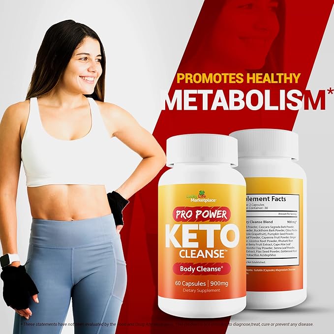 PRO Power Keto Cleanse - Plant Based Body Cleanse W/PROBIOTICS - Keto Cleanse to AID Healthy Ketone Levels for Energy - Support Nutrient Absorption & DETOXIFICATION - Promote Body Health & Wellness