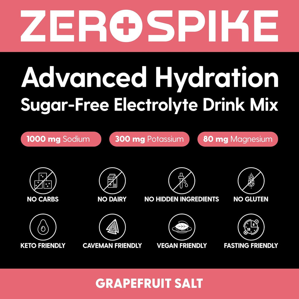 No Sugar Electrolytes Powder Packets | Keto & Fasting Salts Drink Mix | Supplements: The Key Hydration Nutrients Missing from Purified Water | Clean, Grapefruit, Calorie Free | 30 Sticks