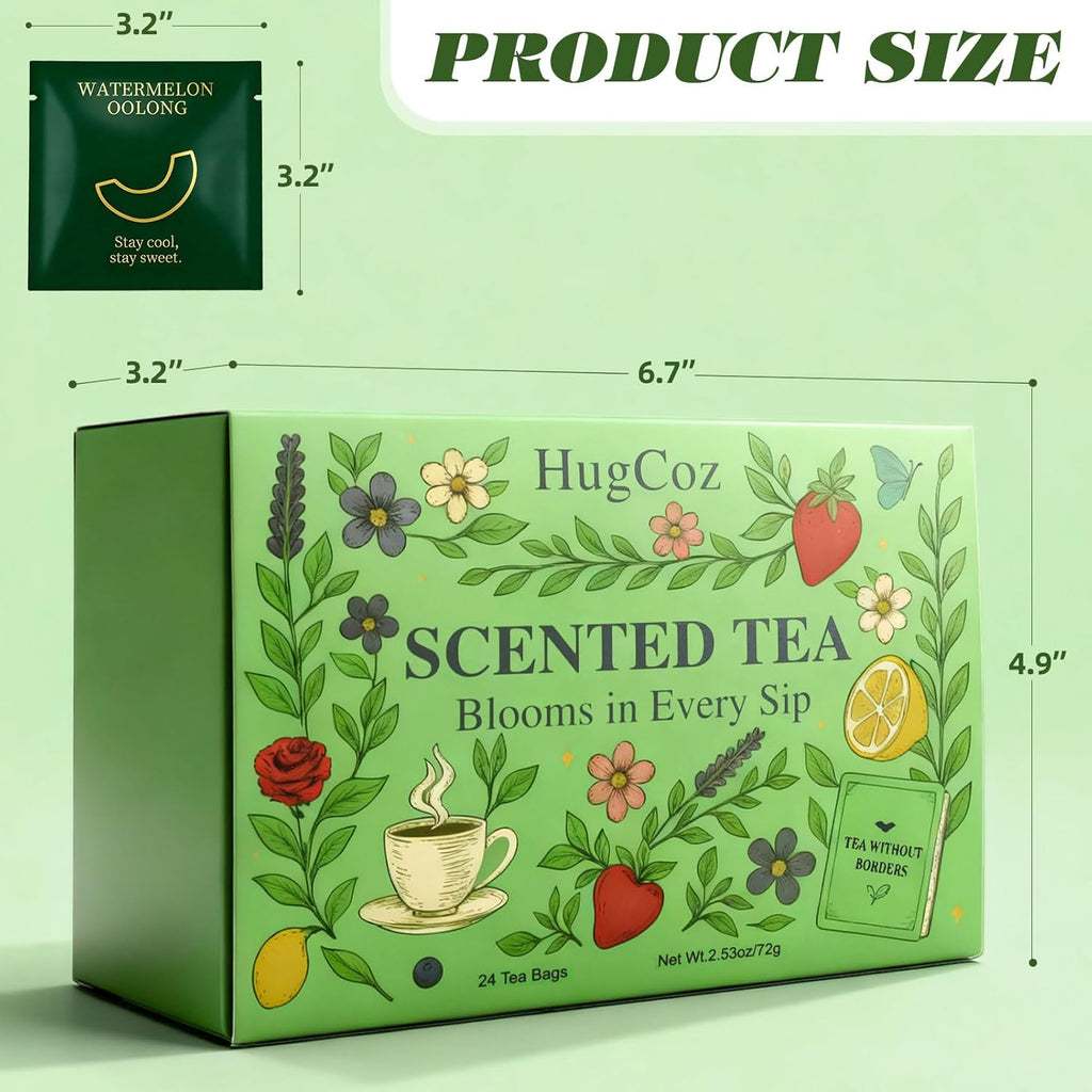 HugCoz Tea Gift Set | 24 Assorted Tea Bags | Christmas Day & Corporate Gifting Option | 12 Exotic Herbal Blends with Premium Whole Leaf in Eco-Friendly Pyramid Bags