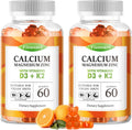 Calcium Magnesium Zinc Gummies with Vitamin D3 & K2 - High Potency Enhanced Absorption -120 Orange Gummies Flavored