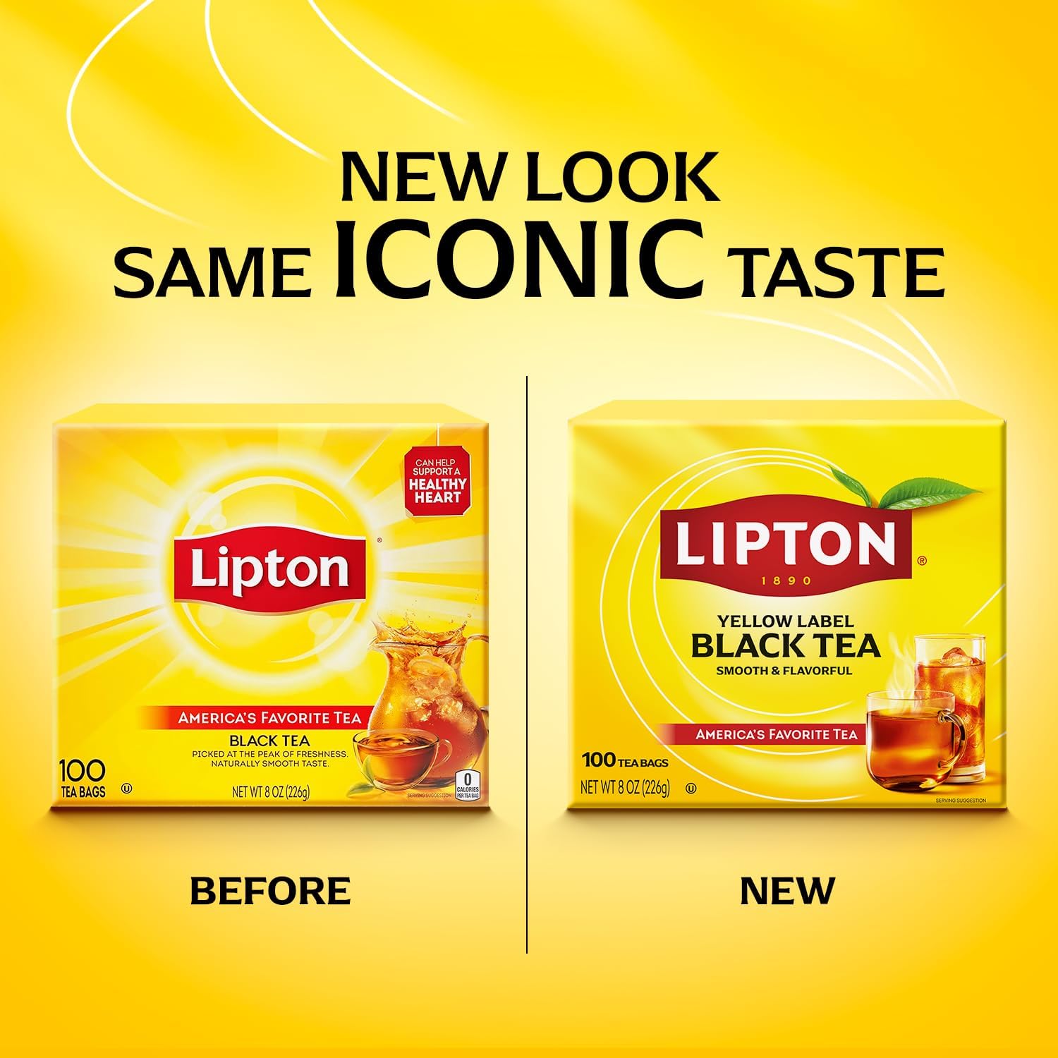 Lipton Black Tea Bags, Hot or Iced Tea with High Caffeine, 600 Total Bags (100ct - Pack of 6)