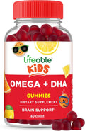 Lifeable Omega 3 for Kids Gummies | with Vegan DHA Supplement | Kids Omega 3 Fish Oil Alternative from Plant Based Flaxseed Oil | Great Tasting Supplement | 60 Gummies