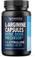 1,000 mg L-Arginine Capsules with L-Citrulline - Nitric Oxide Supplement - L Arginine w/ L Citrulline - 60 Count - Vegan, Non-GMO Capsules for Performance, Endurance, Muscle Support - 1 Month Supply