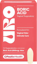 O Positiv URO Boric Acid Vaginal Suppository – with Lactic Acid, and Aloe for Fast Relief and Vaginal Odor Control – Vegan, Free from Parabens, Dyes, and Fragrances – 12 Count (Pack of 1)
