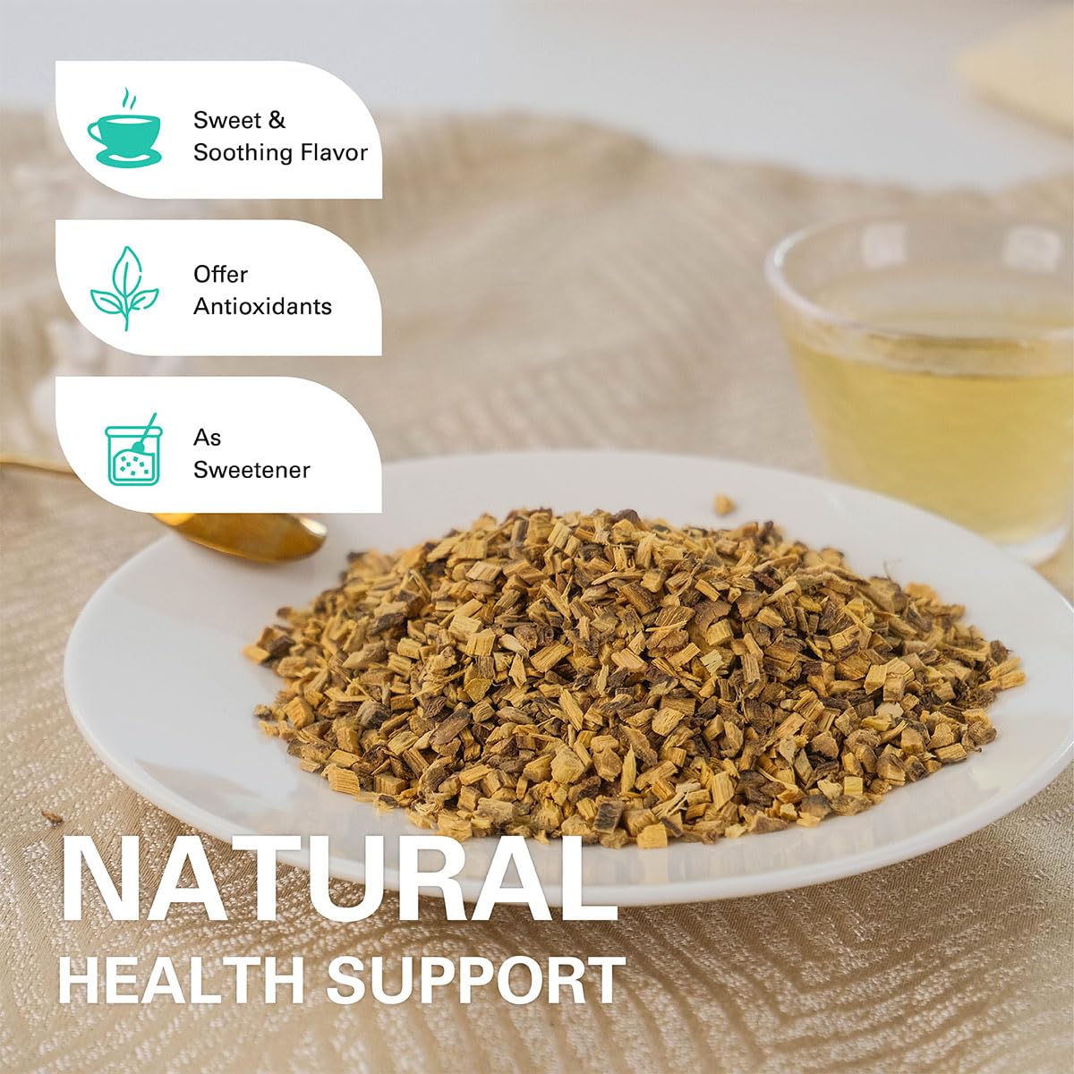 WT WEETEE Organic Licorice Root Tea, Organic Pure Licorice Root Loose Cut and Sifted, Naturally Caffeine-free, Bulk Licorice Chopped 8 oz. (228g)