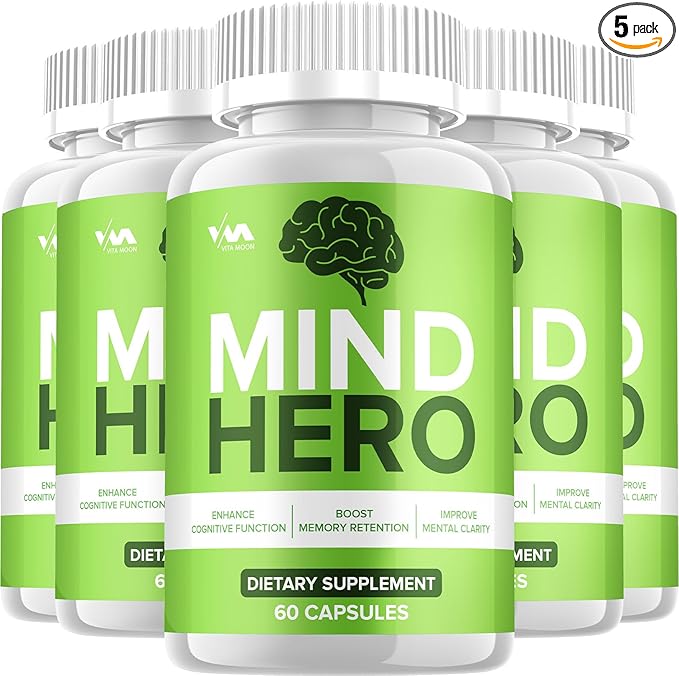Vitamoon (5 Pack) Mind Hero Supplement Capsules – MindHero Nootropics Pills, Function Support and Reviews, 300 Capsules