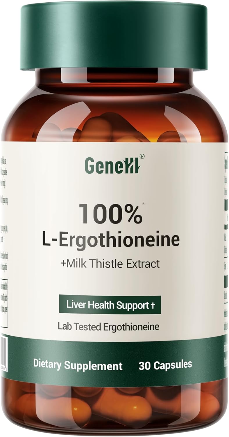 Milk Thistle + L-Ergothioneine Supplement – Advanced Cellular and Liver Health Support – 30mg High-Purity Ergothioneine – Vegan, Non-GMO, 30 Count