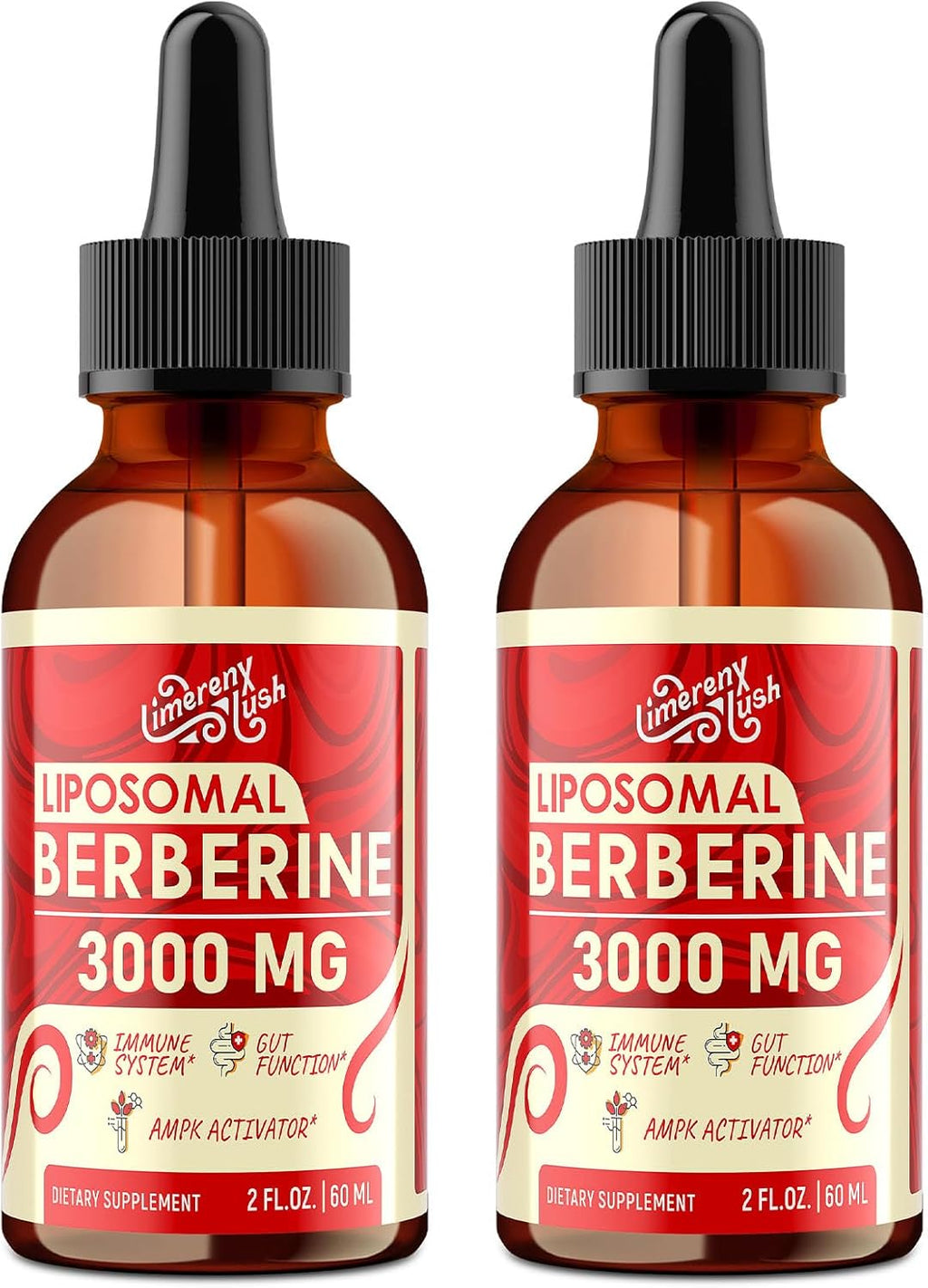 Liposomal Berberine Supplement - 3000mg Berberine Complex Activating AMPK, Liquid Drops with Ceylon Cinnamon, Green Tea, Bitter Melon, Turmeric and Prebiotic Blend-for Women & Men - 4 FL OZ