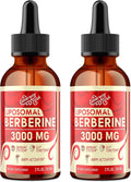 Liposomal Berberine Supplement - 3000mg Berberine Complex Activating AMPK, Liquid Drops with Ceylon Cinnamon, Green Tea, Bitter Melon, Turmeric and Prebiotic Blend-for Women & Men - 4 FL OZ