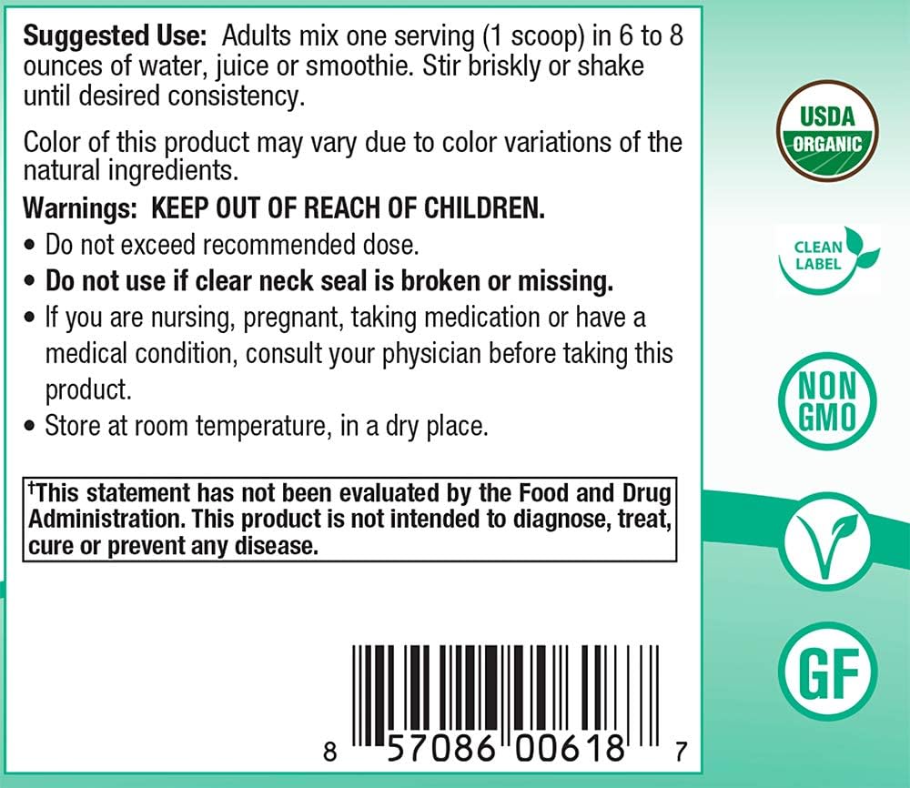 Peak Pure & Natural Peak Organic Alkalizing Greens Support pH Balance and Alkalinity | Superfood Green Drink Powder | Blend of Fermented Grass, Vegetable, & Fruit | Digestive Enzyme & Probiotic Powder