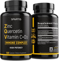 Zinc Quercetin 500mg with Vitamin C Vitamin D3 Bromelain Immune Support High Potency Quercetin Zinc Supplement ZQV by SPARTIS (Pack of 1 Bottle at 120-Caps)