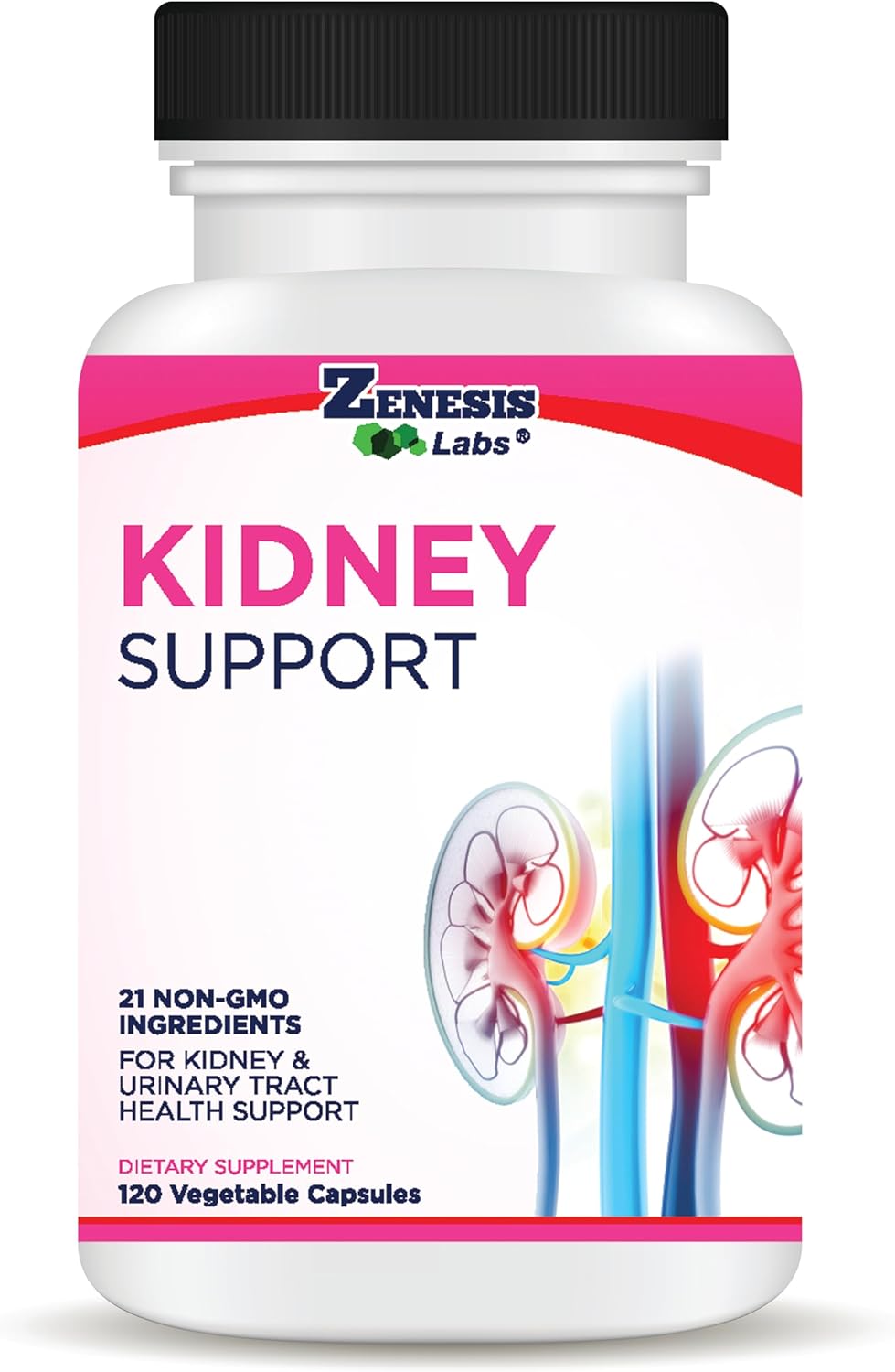 Zenesis Labs Kidney Cleanse Detox Flush & Repair Urinary Tract Support - Gluten Free - Natural Cranberry Extract Herbal Supplement Blend (120 Capsules/Bottle) 60 Day Supply
