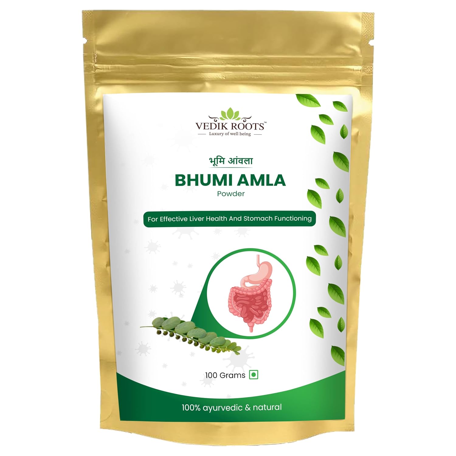 Vedikroots Bhumi Amla Powder/Churn - Organic And Pure Ingredient Extract For Healthy Liver Functioning And Digestive Strength Enriched With Essential Nutrients (100 GM) (100 g (Pack of 1))