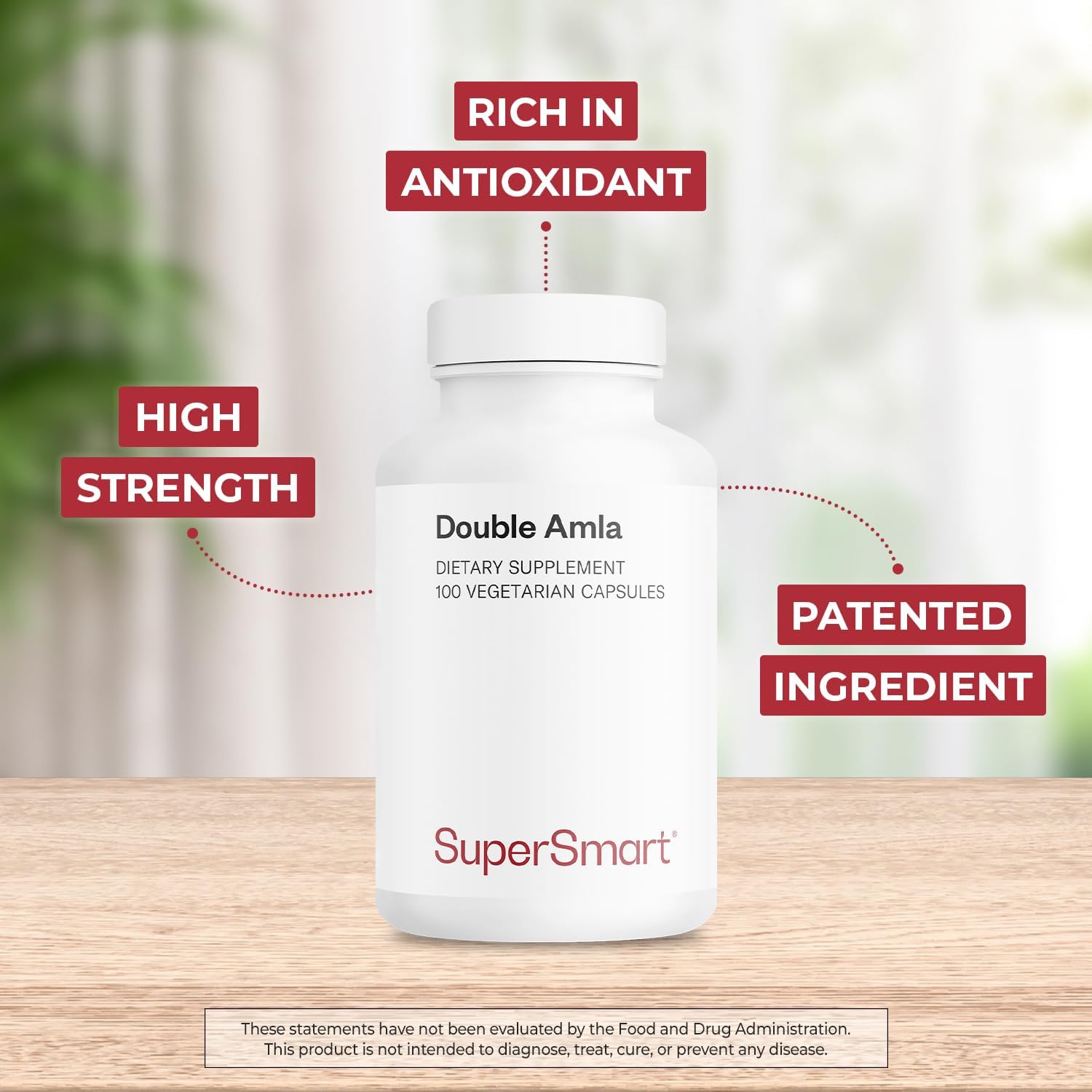 Supersmart - Double AMLA Supplement (Patented & High Strength) - Fresh Indian Gooseberry Extract - Emblica Officinalis | Non-GMO & Gluten Free - 100 Vegetarian Capsules