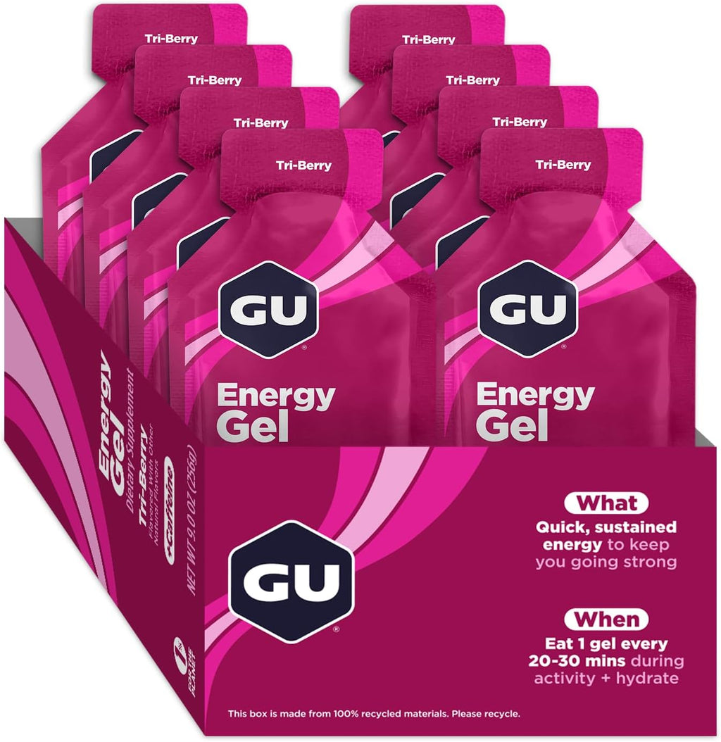 GU Energy Original Sports Nutrition Energy Gel, 8-Count, Tri-Berry