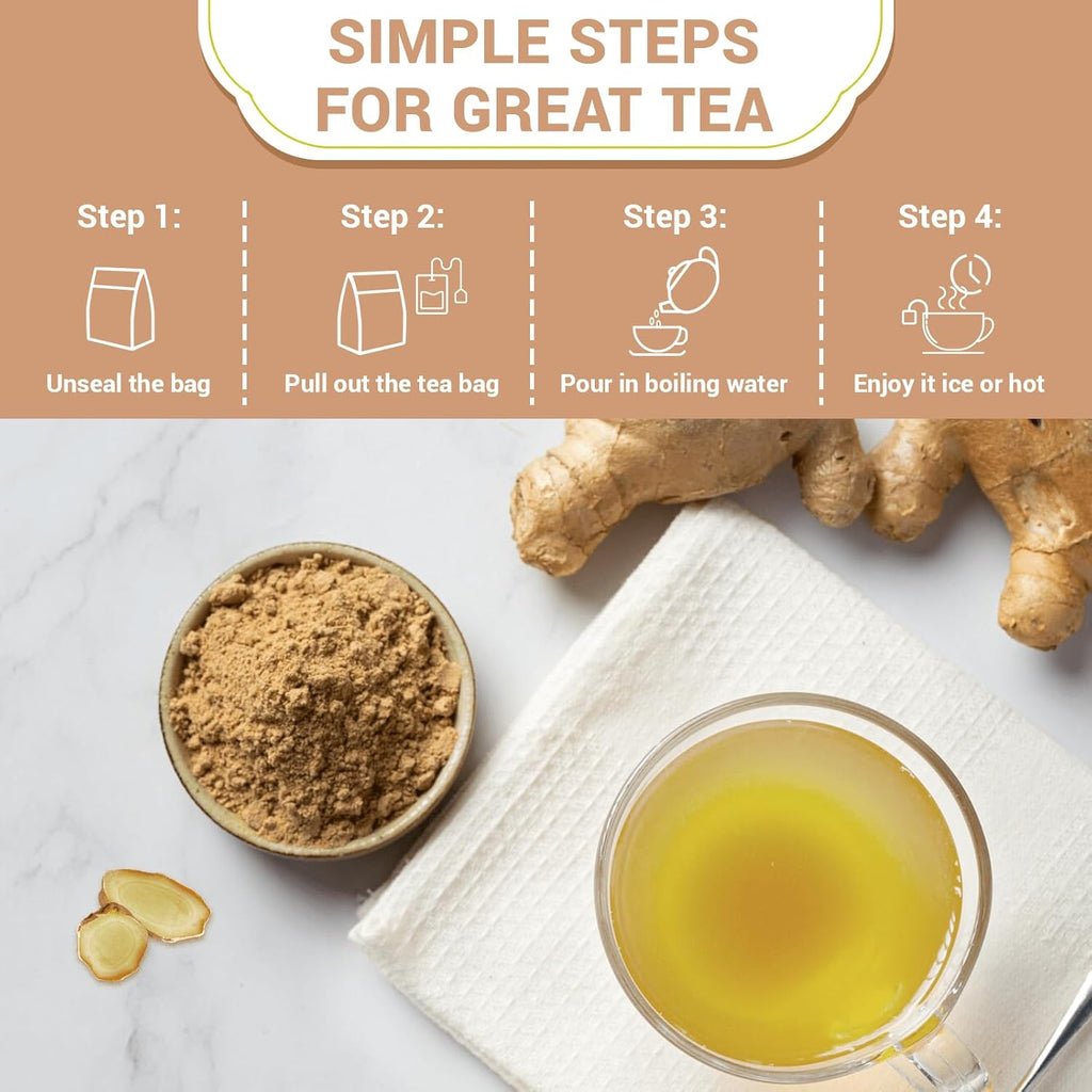 Ginger Root Herbal Tea - Caffeine Free, 100 Teabags
